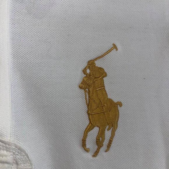 Polo Ralph Lauren Mens Polo Shirt Size Medium White Big Pony No 2 Horse Rare - Picture 3 of 10